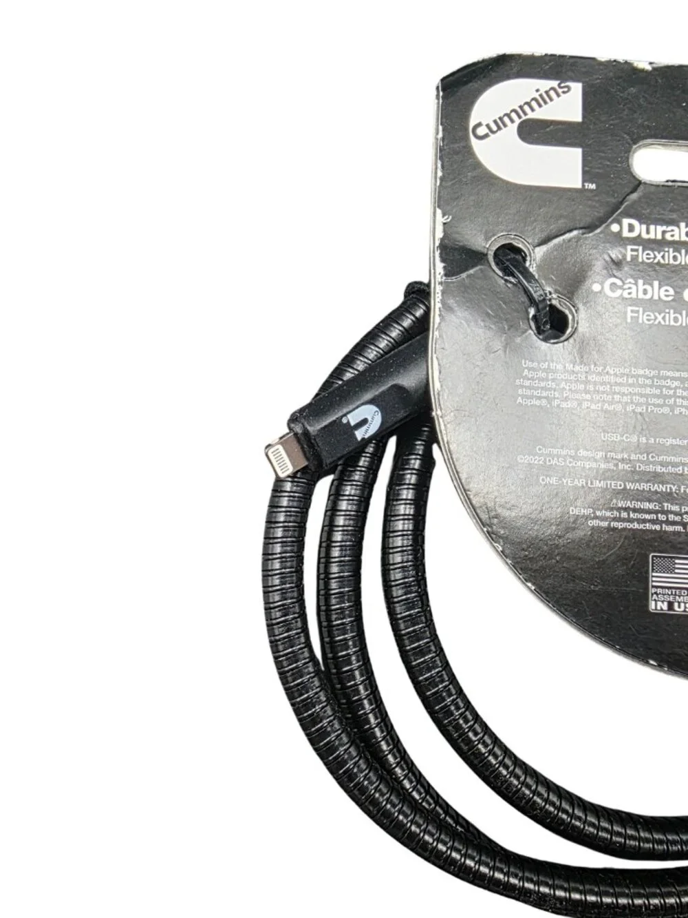 Cummins Durable Steel Usb C To Lightning Charging Cable 4Ft Metal Braided